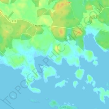 Topografisk kort Brannebol, højde, terræn