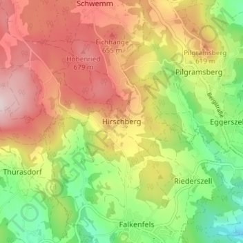 Topografisk kort Hirschberg, højde, terræn