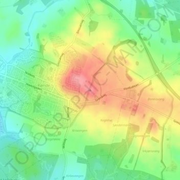 Topografisk kort Store Bavnehøj, højde, terræn