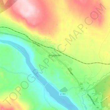 Topografisk kort Bispgården, højde, terræn
