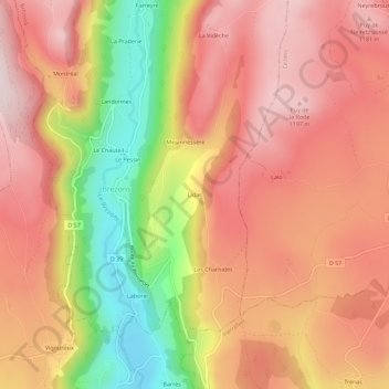 Topografisk kort Lidar, højde, terræn