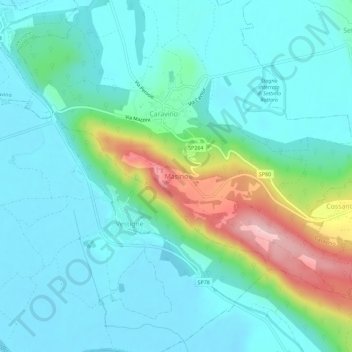 Topografisk kort Masino, højde, terræn