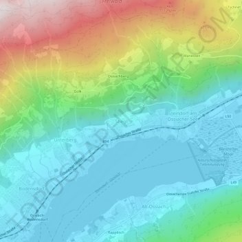 Topografisk kort Stiegl, højde, terræn