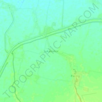 Topografisk kort Sukamekar, højde, terræn