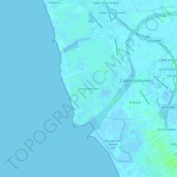Topografisk kort Destra Volturno, højde, terræn