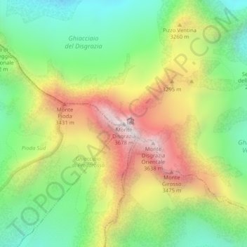 Topografisk kort Monte Disgrazia, højde, terræn