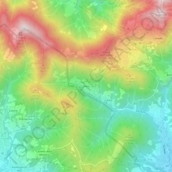 Topografisk kort Olera, højde, terræn