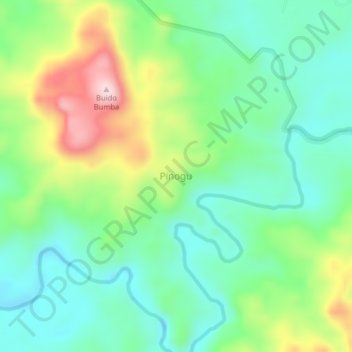 Topografisk kort Pinogu, højde, terræn