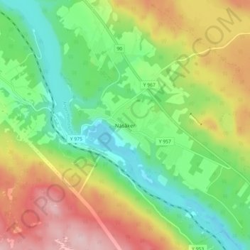 Topografisk kort Näsåker, højde, terræn