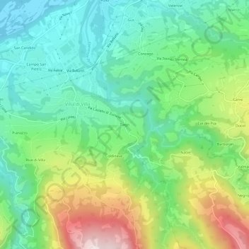 Topografisk kort Tiago, højde, terræn