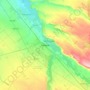 Topografisk kort Armavir, højde, terræn