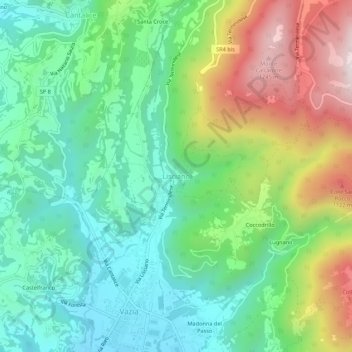Topografisk kort Lisciano, højde, terræn