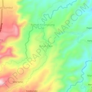 Topografisk kort Buluh Awar, højde, terræn