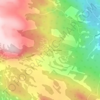 Topografisk kort Hållan, højde, terræn