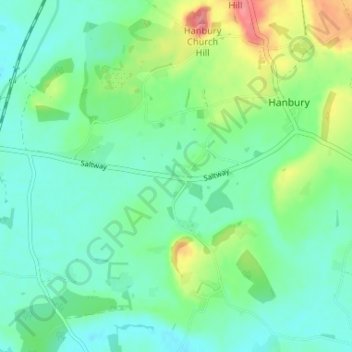 Topografisk kort Mere Green, højde, terræn