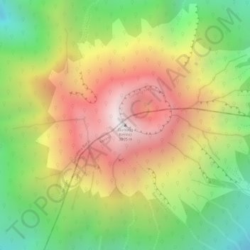 Topografisk kort Gunung Kerinci, højde, terræn