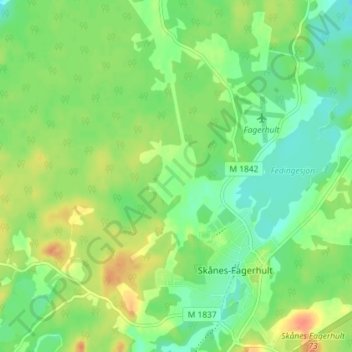 Topografisk kort Björnholm, højde, terræn