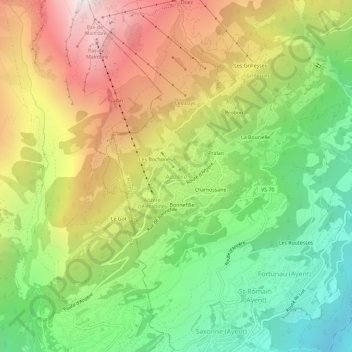 Topografisk kort Anzère, højde, terræn