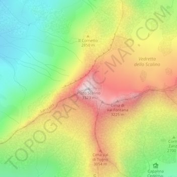 Topografisk kort Pizzo Scalino, højde, terræn