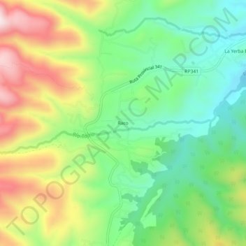 Topografisk kort Raco, højde, terræn