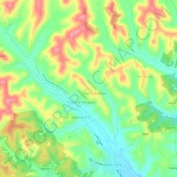 Topografisk kort Ferreri, højde, terræn