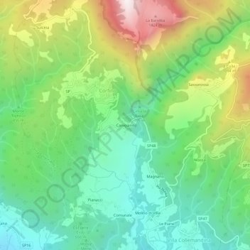 Topografisk kort Canigiano, højde, terræn