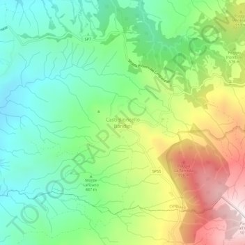 Topografisk kort Castiglioncello Bandini, højde, terræn