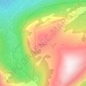 Topografisk kort Blåhammaren, højde, terræn