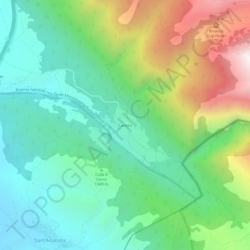 Topografisk kort Cartore, højde, terræn