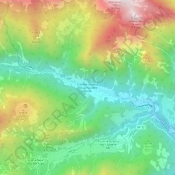 Topografisk kort Studena Bassa, højde, terræn