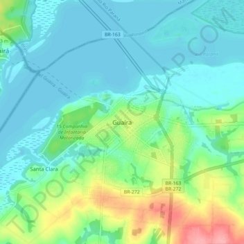 Topografisk kort Guaira, højde, terræn