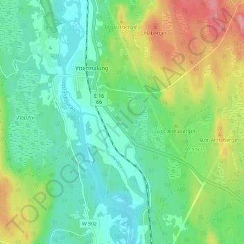 Topografisk kort Bjuråker, højde, terræn