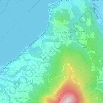 Topografisk kort Brezzo, højde, terræn