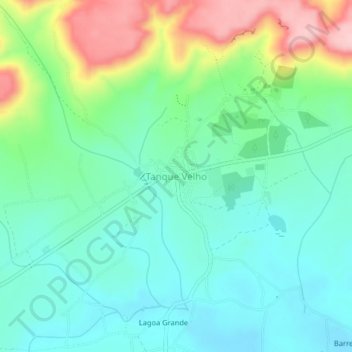 Topografisk kort Tanque Velho, højde, terræn