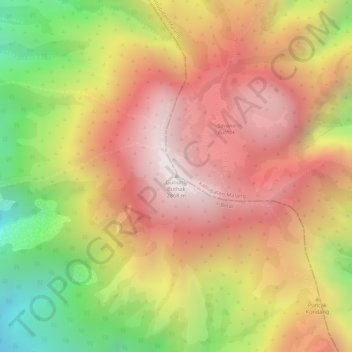 Topografisk kort Gunung Buthak, højde, terræn