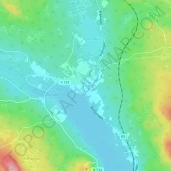 Topografisk kort Ramsjö, højde, terræn