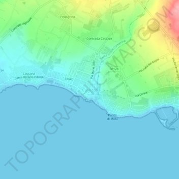 Topografisk kort Casuzze, højde, terræn