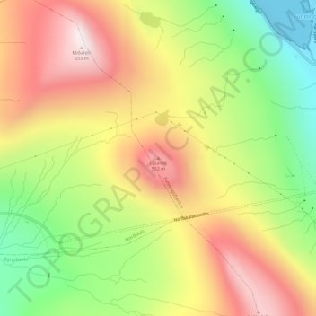 Topografisk kort Lítlafelli, højde, terræn