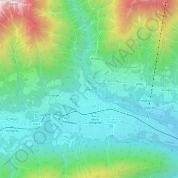 Topografisk kort Crana, højde, terræn