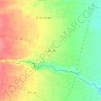Topografisk kort Belotan, højde, terræn