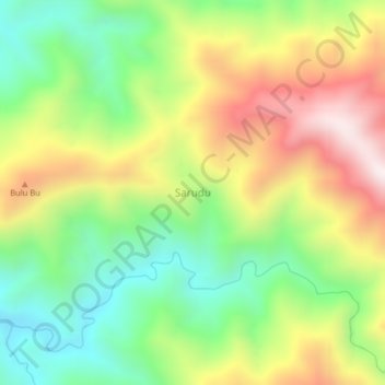 Topografisk kort Sarudu, højde, terræn