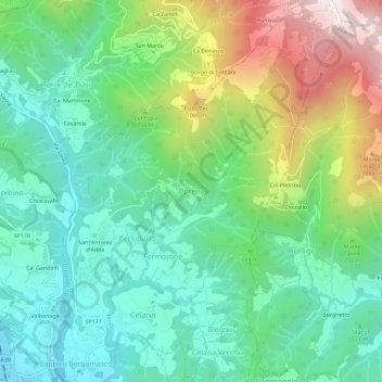 Topografisk kort Opreno, højde, terræn