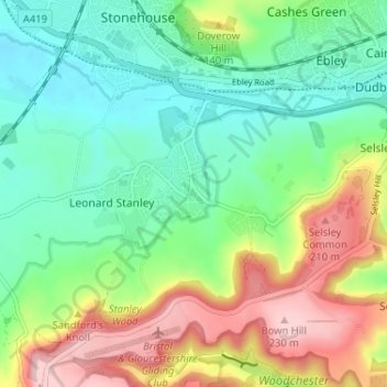 Topografisk kort Kings Stanley, højde, terræn