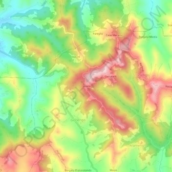 Topografisk kort Ozzano, højde, terræn