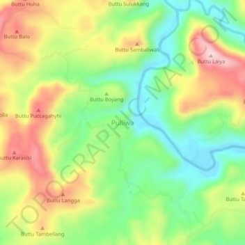 Topografisk kort Pulliwa, højde, terræn