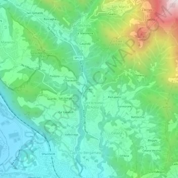 Topografisk kort Prato, højde, terræn