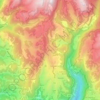 Topografisk kort Grietz, højde, terræn