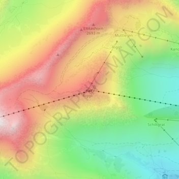 Topografisk kort Birg, højde, terræn