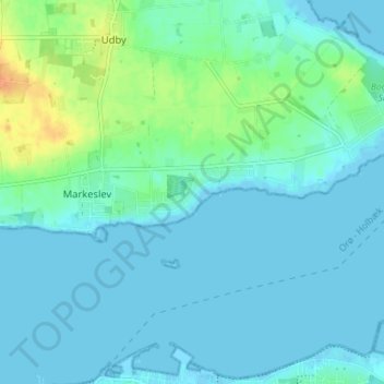 Topografisk kort Markeslev Huse, højde, terræn