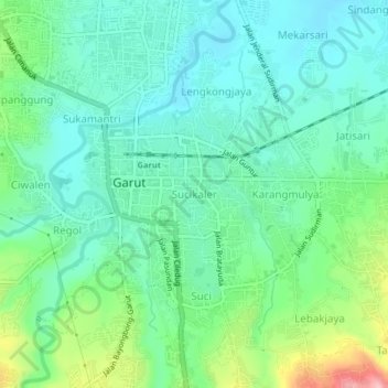 Topografisk kort Sucikaler, højde, terræn